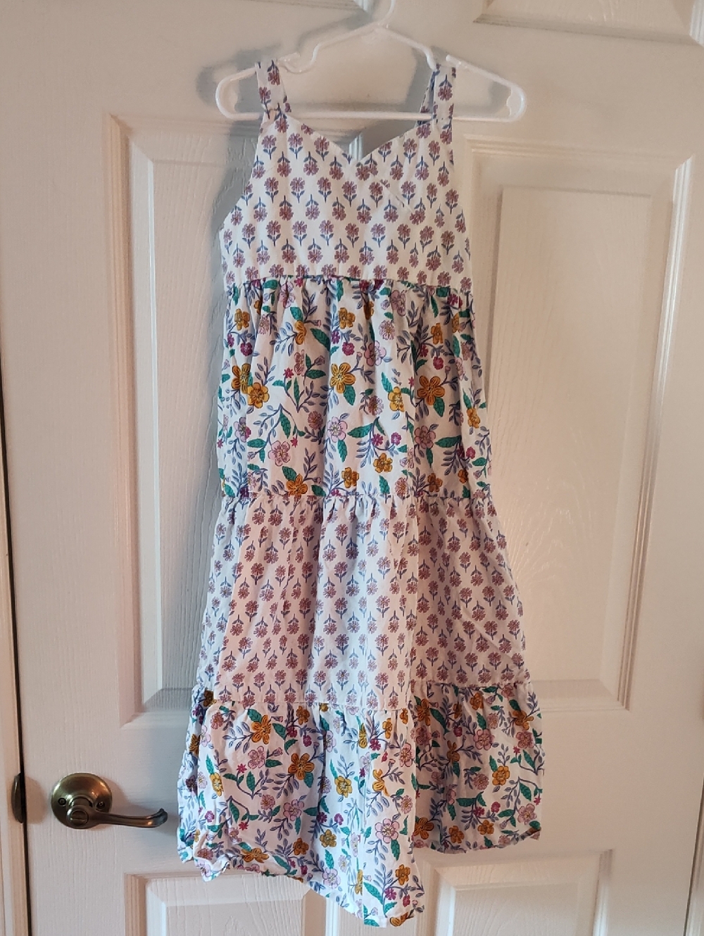 Carter's White Floral Tiered Sundress with Yellow & Purple Flowers
